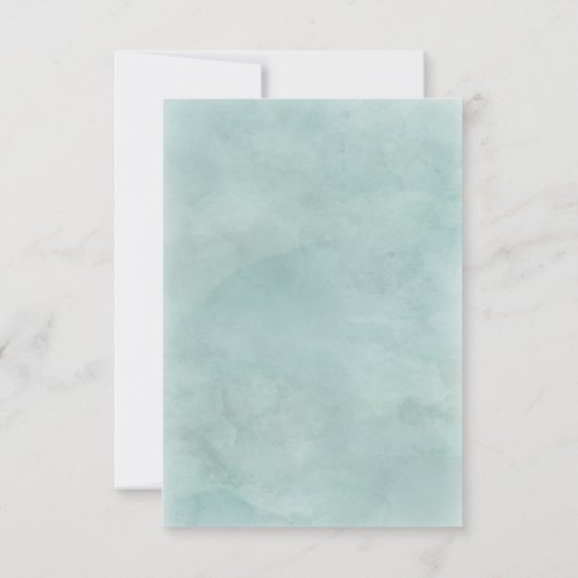 ネイビーブルー&アクアウォーターカラーフローラウェディングRSVP 出欠カード (裏面)