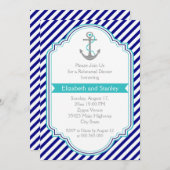 ネイビーブルー、アクア航海ののリハ結婚ーサルディナー 招待状 (正面/裏面)