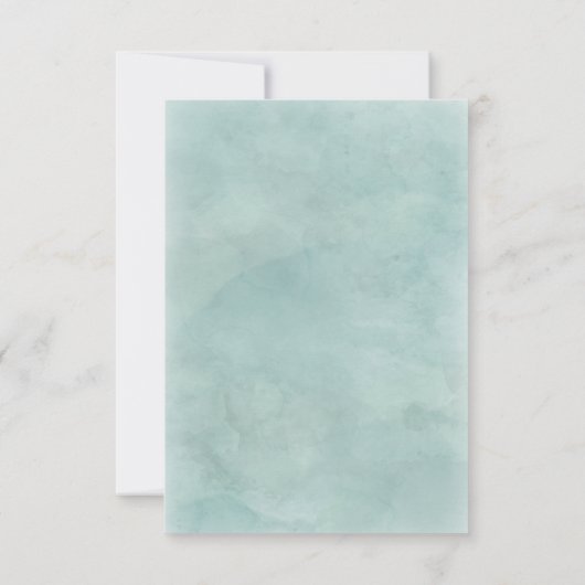 ネイビーブルー アクア 水彩 フラワーのウェディング レセプション 招待状 (裏面)