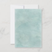 ネイビーブルー アクア 水彩 フラワー ウェディング レセプション 招待状 (裏面)