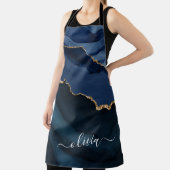 ネイビーブルー アゲートジオード ゴールド モノグラム エプロン (インサイチュ)
