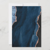 ネイビーブルー アゲート ローズゴールド 結婚式 Save the Date 招待状 (裏面)