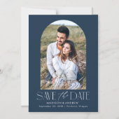 ネイビーブルー |アシンプルモダンルチ写真の日付を保存 マグネット招待状 (正面)