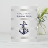 ネイビーブルー アンカー シルバー ホワイト BG V リハーサル ダイン 招待状 (スタンド正面)