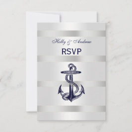 ネイビーブルー アンカー シルバー ホワイト V RSVP