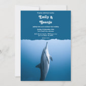 ネイビーブルー　アンダーザシー　イルカ　コーストウェディング 招待状 (正面)