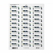 ネイビーブルー·アンド·シルバーエレガントアイボリーフローラ結婚ズ ラベル (フルシート)