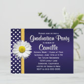 ネイビーブルー イエロー デイジー 卒業パーティー 招待状 (スタンド正面)