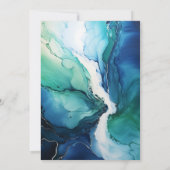 ネイビーブルー・エメラルドグリーン・シルバーインクの結婚式 招待状 (裏面)