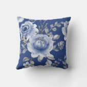 ネイビーブルー&エレガントウォーモダンターカラーフローラ クッション (裏面)