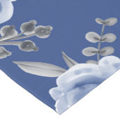 ネイビーブルー&エレガントウォーモダンターカラーフローラ ロングテーブルランナー (コーナー)