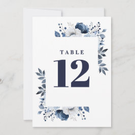 ネイビーブルー エレガント カントリー フラワーテーブルナンバー 招待状