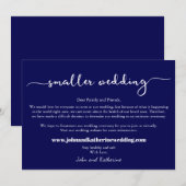 ネイビーブルー エレガント 小さめ ウェディング アナウンスメント セーブザデート (正面/裏面)