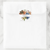 ネイビーブルー、オレンジ、ブラウンフローラありがとう2 スクエアシール (バッグ)