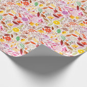 ネイビーブルー オレンジ 春のチューリップの花 ウェディング ラッピングペーパー (角)