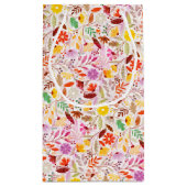 ネイビーブルー オレンジ 春のチューリップ 花 ウェディング スモールペーパーバッグ (裏面)