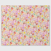 ネイビーブルー オレンジ 春 チューリップ 花 結婚式 ラッピングペーパー (フラット)