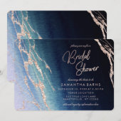 ネイビーブルー オンブル アゲート 結婚式前のお披露目招待状 招待状 (正面/裏面)