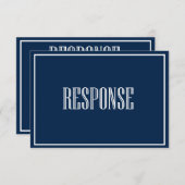 ネイビーブルー オールドファッション タイポグラフィー RSVP カード (正面/裏面)