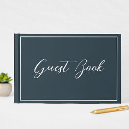 ネイビーブルー カリグラフィー スクリプト クリーン シンプル ゲストブック