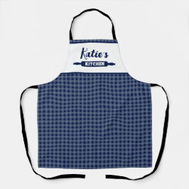 ネイビーブルー ギンガムチェック オーダーカスタム エプロン