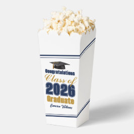 ネイビーブルー クラスオブ2026 卒業パーティーポップコーン フェイバーボックス