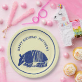 ネイビーブルー&クリームアルマジロパーソナライズされたパーティー ペーパープレート (パーティー)