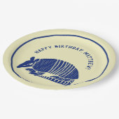 ネイビーブルー&クリームアルマジロパーソナライズされたパーティー ペーパープレート (アングル)