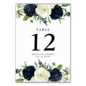 ネイビーブルー&クリームホワイト結婚のテーブル番号 テーブルナンバー (裏面)