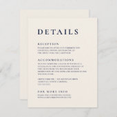 ネイビーブルー&クリームミニマモダンリストエレガント エンクロージャーカード (正面/裏面)