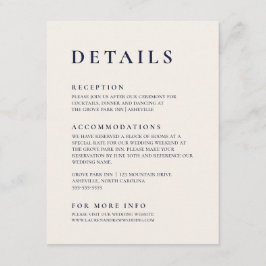 ネイビーブルー&クリームミニマモダンリストエレガント エンクロージャーカード