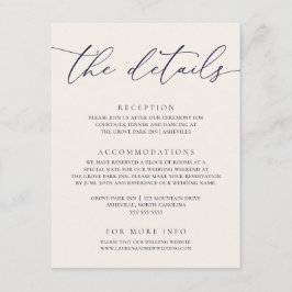 ネイビーブルー&クリームミニマモダンリスト結婚ズ エンクロージャーカード