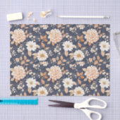 ネイビーブルー クリーム ピンク 花柄 誕生日 薄葉紙 (クラフト)