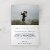 ネイビーブルー&グラムシルバー紙吹雪結婚ズサンキュー 箔グリーティングカード (内側レイダウン)