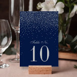 ネイビーブルー&グラムシルバー結婚紙吹雪 テーブルナンバー<br><div class="desc">ネイビーブルー&グラムシルバー紙吹雪結婚のコレクションは、ロマンチックなお祝いを計画しているカップルに最適な結婚コレクションだ。このデザインは、シックなネイビーブルーの背景とグラム銀紙吹雪を備え素晴らし、あらゆる特別なイベントに最適。言葉はデザインの同じ銀色を組み込み、簡単にあなたのパーソナライズされた大事な行事をスイートファンシーできる。***ご注文方法***おカスタマイズして、各テーブル番号カードをカートに1枚ずつ追加する。Zazzleは現在、注文された後に製品の任意のカスタマイズを許可するシステムを持っていない。一致するアイテムは以下の場所にある…</div>