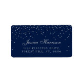 ネイビーブルー&グラムシルバー結婚紙吹雪 ラベル (正面)