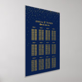 ネイビーブルー&グラム金ゴールド結婚紙吹雪の座席 箔ポスター (レイダウン)