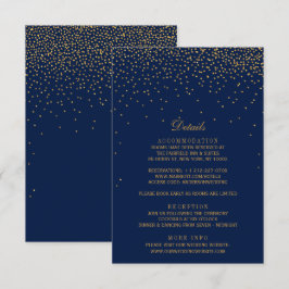 ネイビーブルー&グラム金ゴールド結婚紙吹雪 エンクロージャーカード