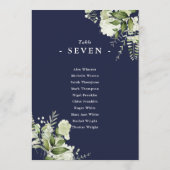 ネイビーブルー グリーンの席次表 テーブルナンバー (裏面)