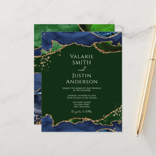 ネイビーブルー&グリーンアゲート結婚ズ (正面/裏面インサイチュ)