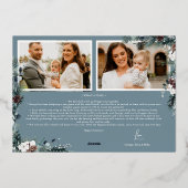 ネイビーブルー グリーン ヴィンテージ フォト コラージュ ５枚 箔シーズンカード (裏面)