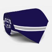 ネイビーブルー(グレーと白のストライプ) ネクタイ (ロール)