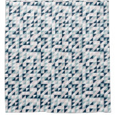 ネイビーブルー、グレー、ピンクのモザイク淡い色の三角形 シャワーカーテン (正面)