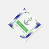 ネイビーブルー、ケリーグリーン航海のいかり結婚ズ スタンダードカクテルナプキン (角)