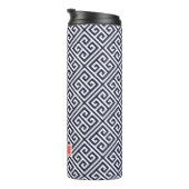 ネイビーブルー&コーラルギリシャ鍵モノグラム タンブラー (回転右)