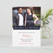 ネイビーブルー&コーラルフォト結婚式招待状 招待状 (スタンド正面)