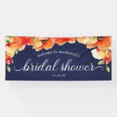 ネイビーブルー ゴールデンポピー ブライダルシャワー ウェルカム 横断幕 (横)