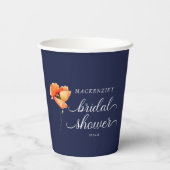 ネイビーブルー ゴールデンポピー ブライダルシャワー 紙コップ (裏面)