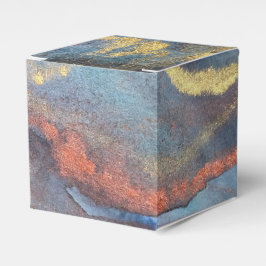 ネイビーブルー&ゴールドの水彩大理石モダンアブストラクト フェイバーボックス