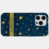 ネイビーブルー ゴールドスター オーダーメイド 名入れ Case-Mate iPhoneケース (裏面 (横))